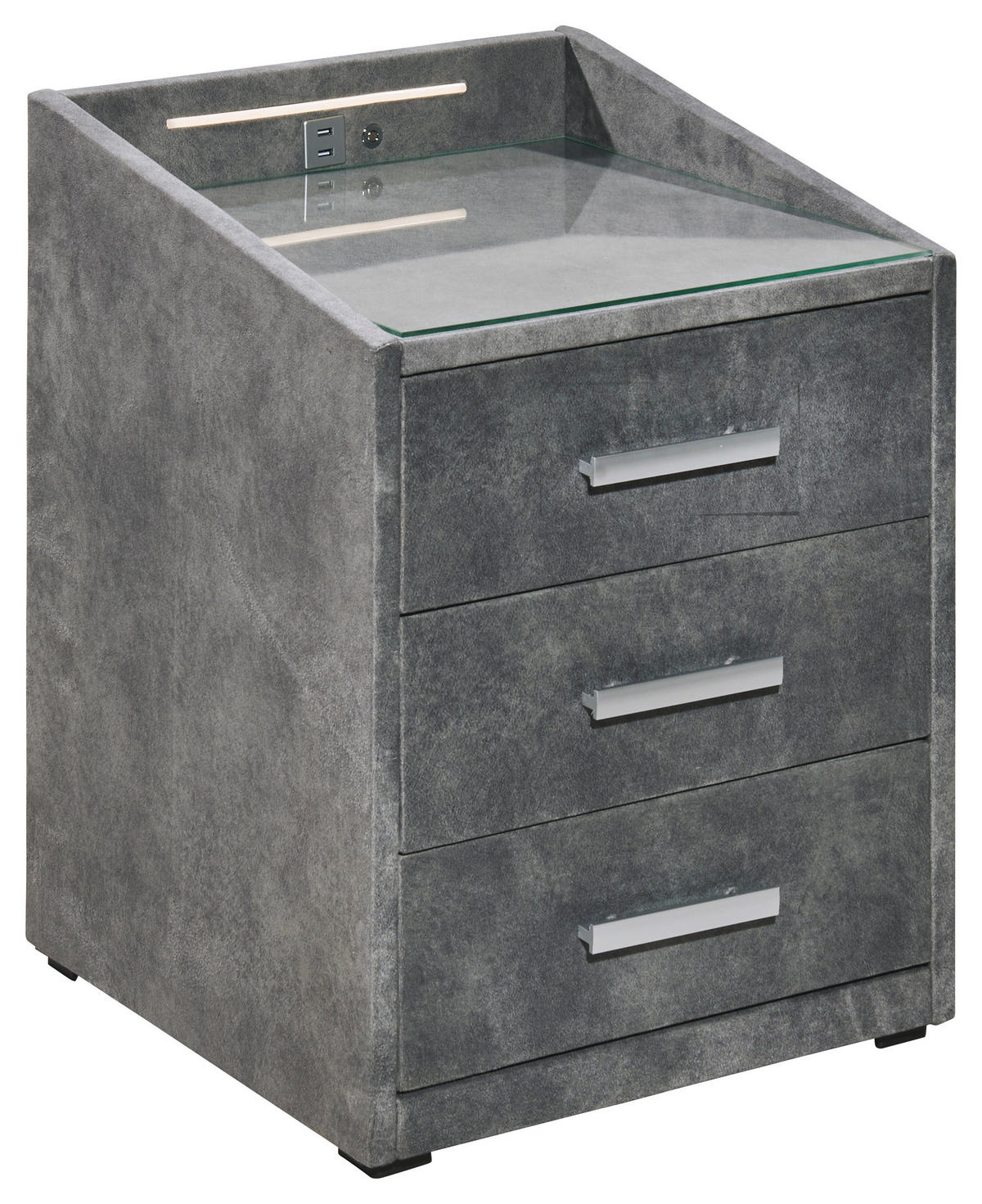 NACHTSCHRANK 47/61/46 cm  - Graubraun/Silberfarben, MODERN, Holzwerkstoff/Kunststoff (47/61/46cm) - MID.YOU