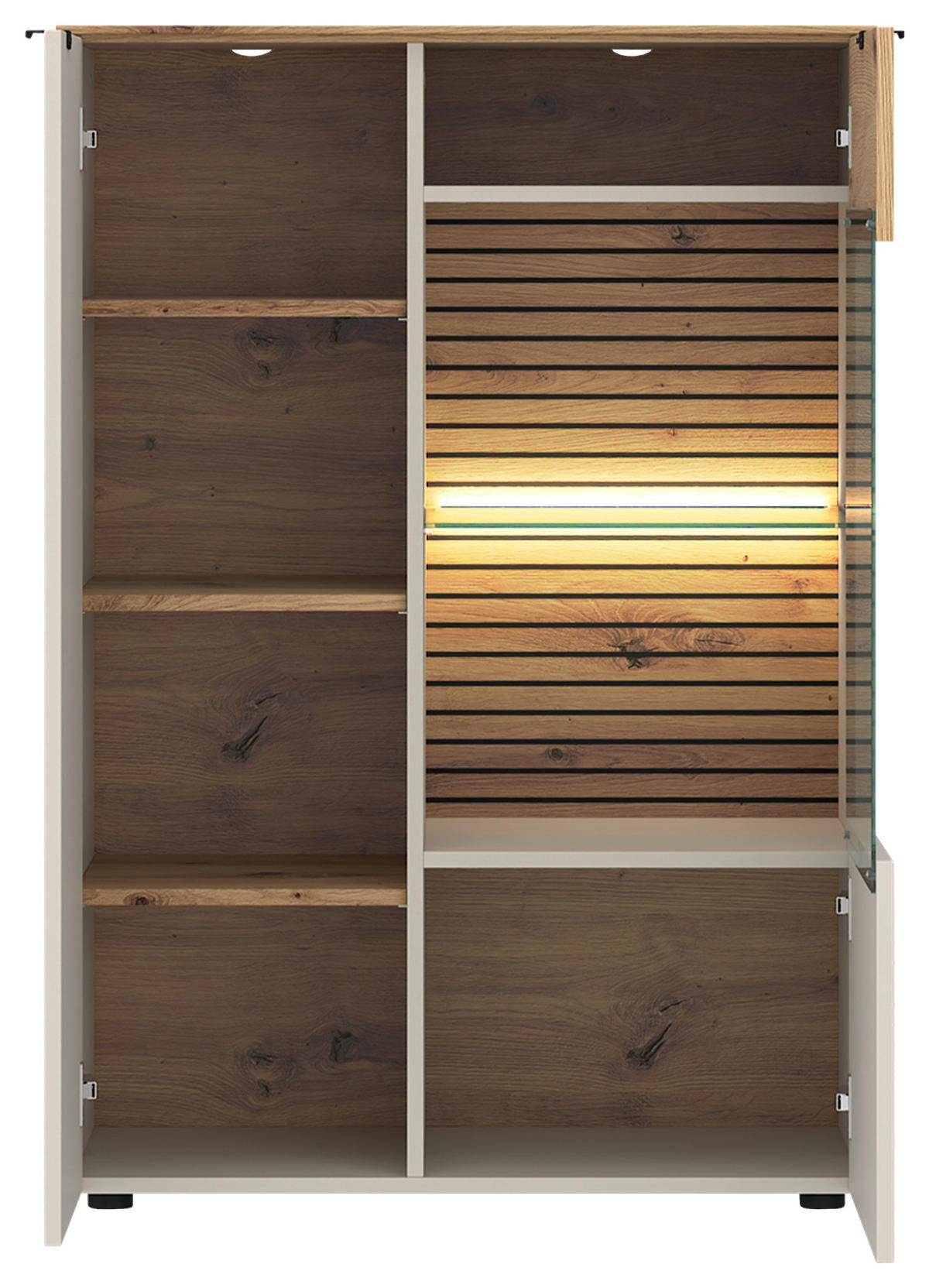 VITRINE Kaschmir, Eiche Artisan  - Kaschmir/Eiche Artisan, Basics, Glas/Holzwerkstoff (80/116/40cm) - Livetastic