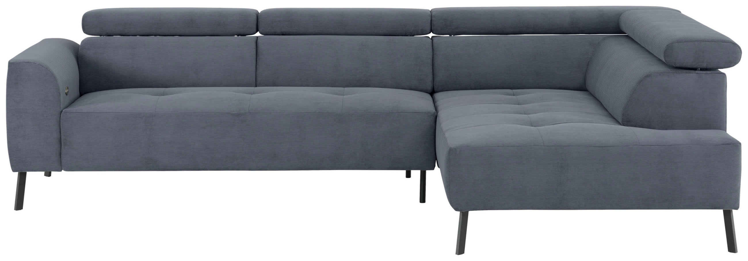 ECKSOFA Blaugrau Feincord  - Blaugrau/Schwarz, Design, Textil/Metall (280/205cm) - Xora