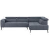 ECKSOFA in Feincord Blaugrau  280/205 cm  - Blaugrau/Schwarz, Design, Textil/Metall (280/205cm) - Xora