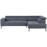 ECKSOFA in Feincord Blaugrau  280/205 cm  - Blaugrau/Schwarz, Design, Textil/Metall (280/205cm) - Xora
