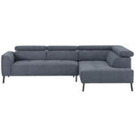 ECKSOFA Graublau Feincord  - Graublau/Schwarz, Design, Textil/Metall (280/205cm) - Xora