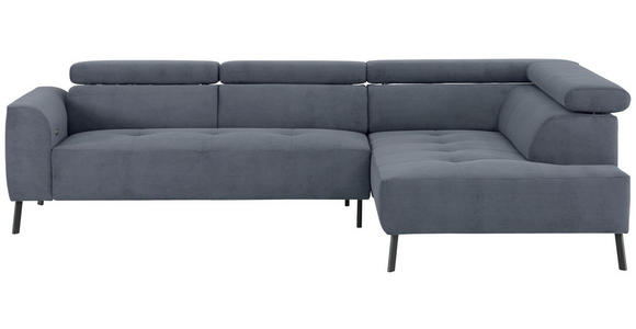 ECKSOFA Graublau Feincord - Graublau/Schwarz, Design, Textil/Metall (280/205cm) - Xora