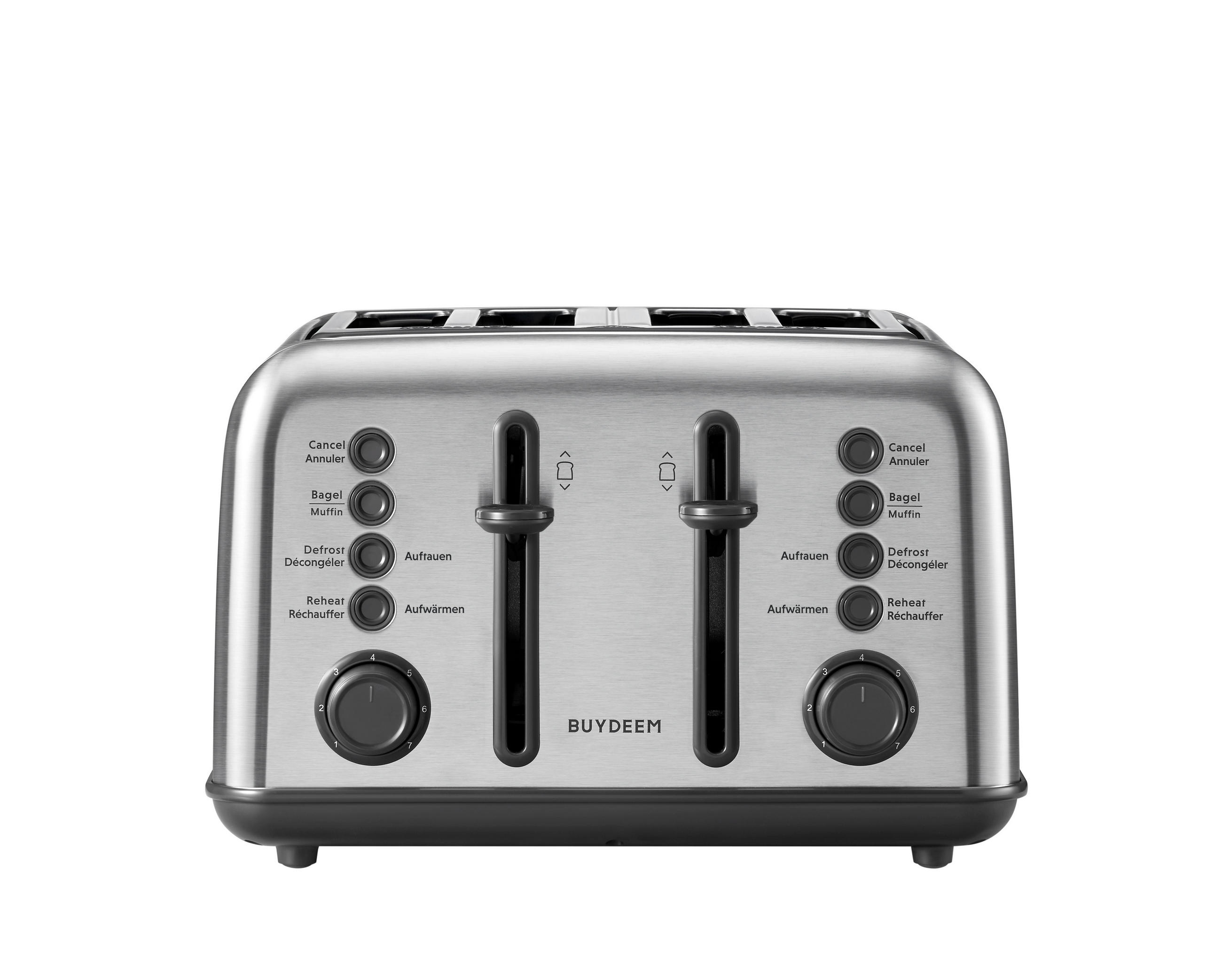 Kenyérpirító 4 szeletes - alumíniumszínű, Basics, fém (29/22/32cm) - BUYDEEM