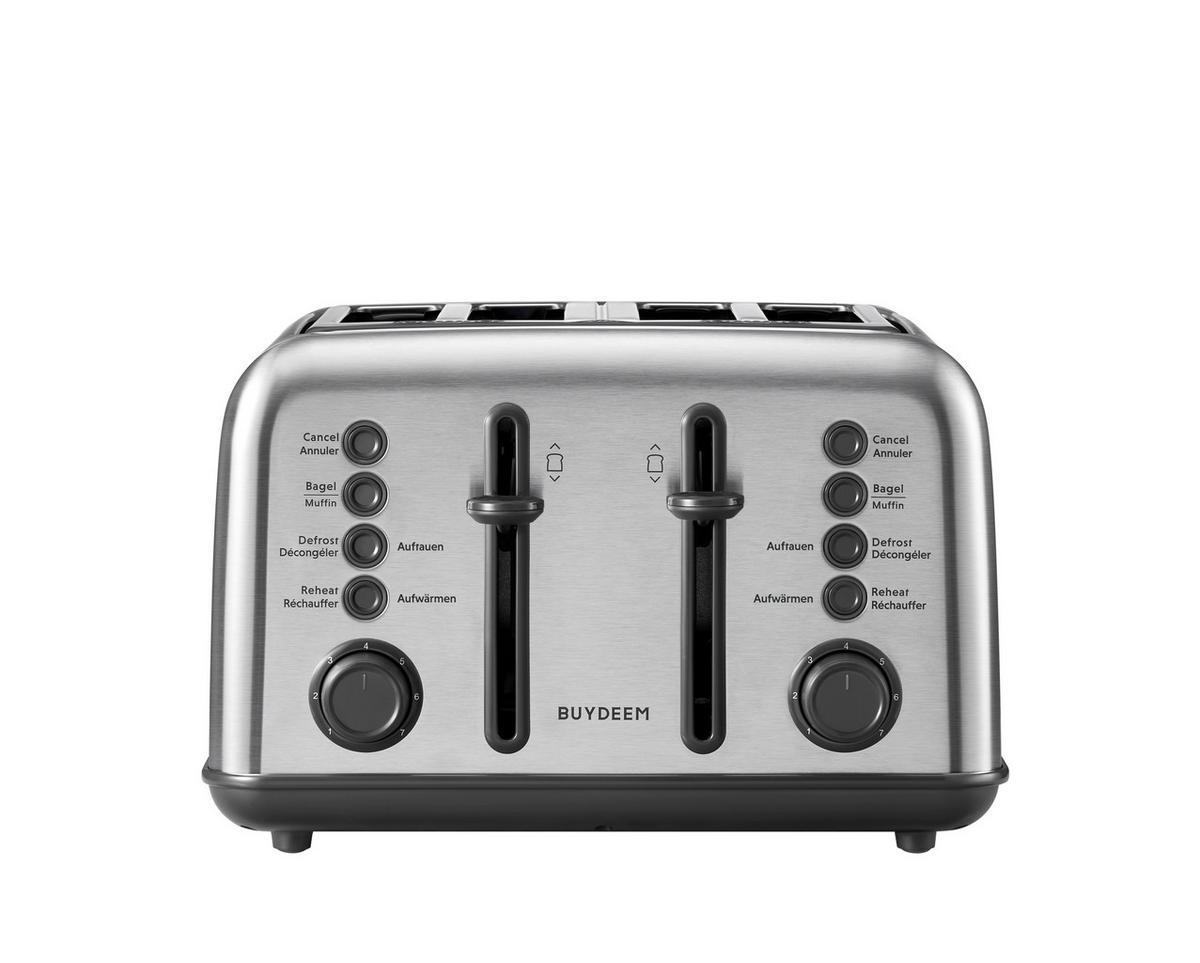 Kenyérpirító 4 szeletes - alumíniumszínű, Basics, fém (29/22/32cm) - BUYDEEM