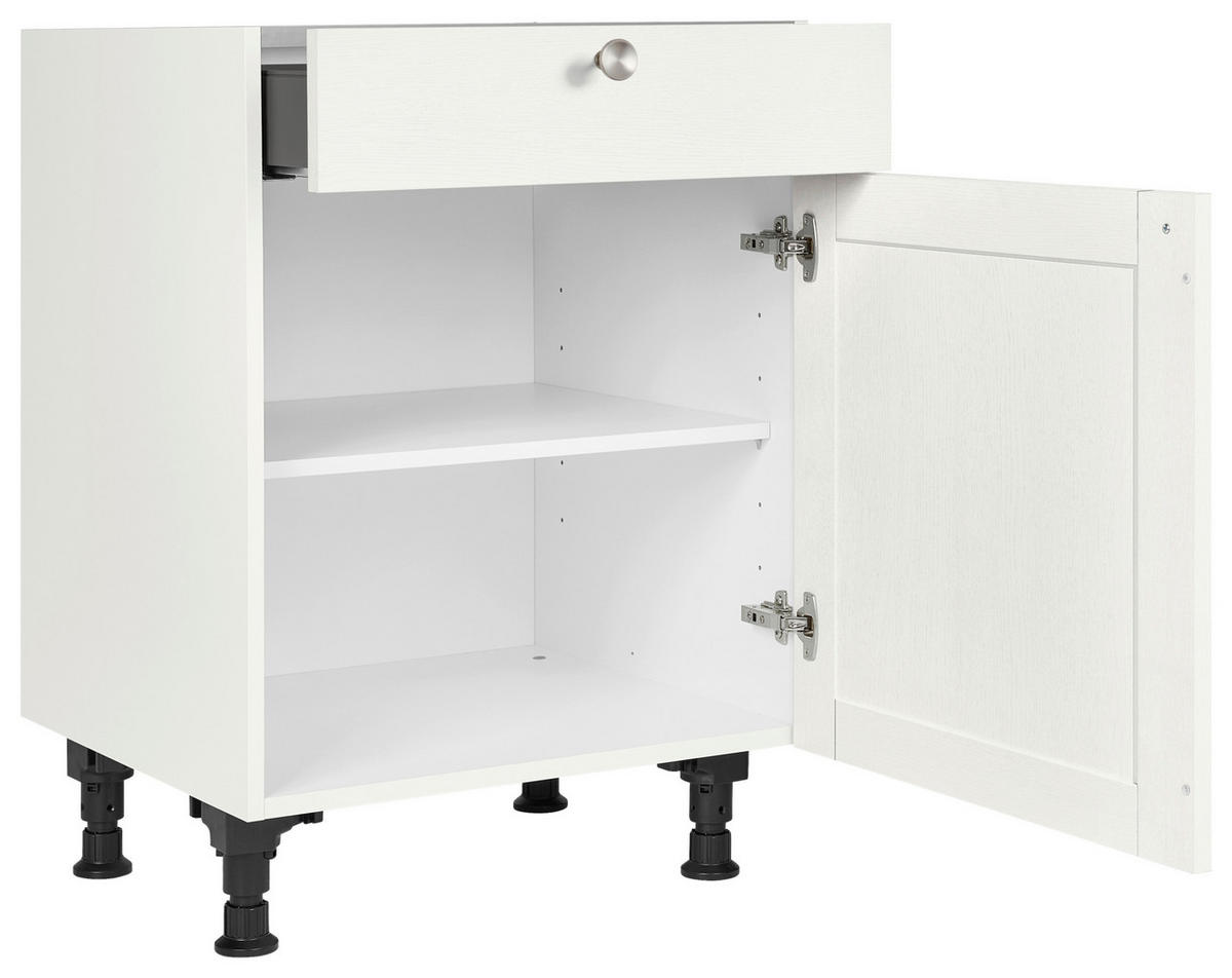 SCHUBKASTENUNTERSCHRANK 60/87/56 cm  in Weiß  - Edelstahlfarben/Weiß, MODERN, Holzwerkstoff/Metall (60/87/56cm) - Nobilia