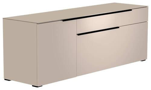 LOWBOARD Schwarz, Sandfarben  160/58/45 cm  - Sandfarben/Schwarz, Design, Glas/Holzwerkstoff (160/58/45cm) - Moderano