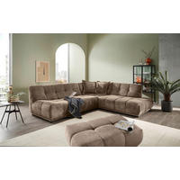 ECKSOFA Chenille Braun  - Schwarz/Braun, Modern, Kunststoff/Textil (284/250cm) - Livetastic