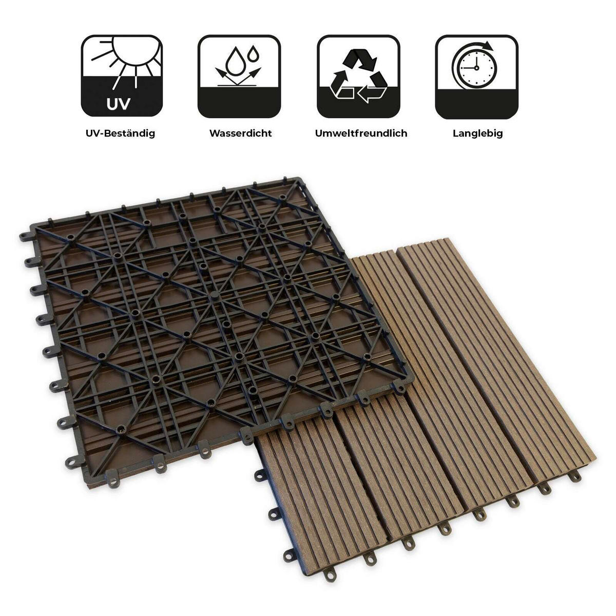 TERRASSENFLIESE Dunkelbraun  - Dunkelbraun, MODERN, Holzwerkstoff (30/30cm) - Floordirekt