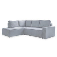 ECKSOFA Hellgrau Cord  - Hellgrau/Schwarz, Design, Kunststoff/Textil (194/247cm) - MID.YOU