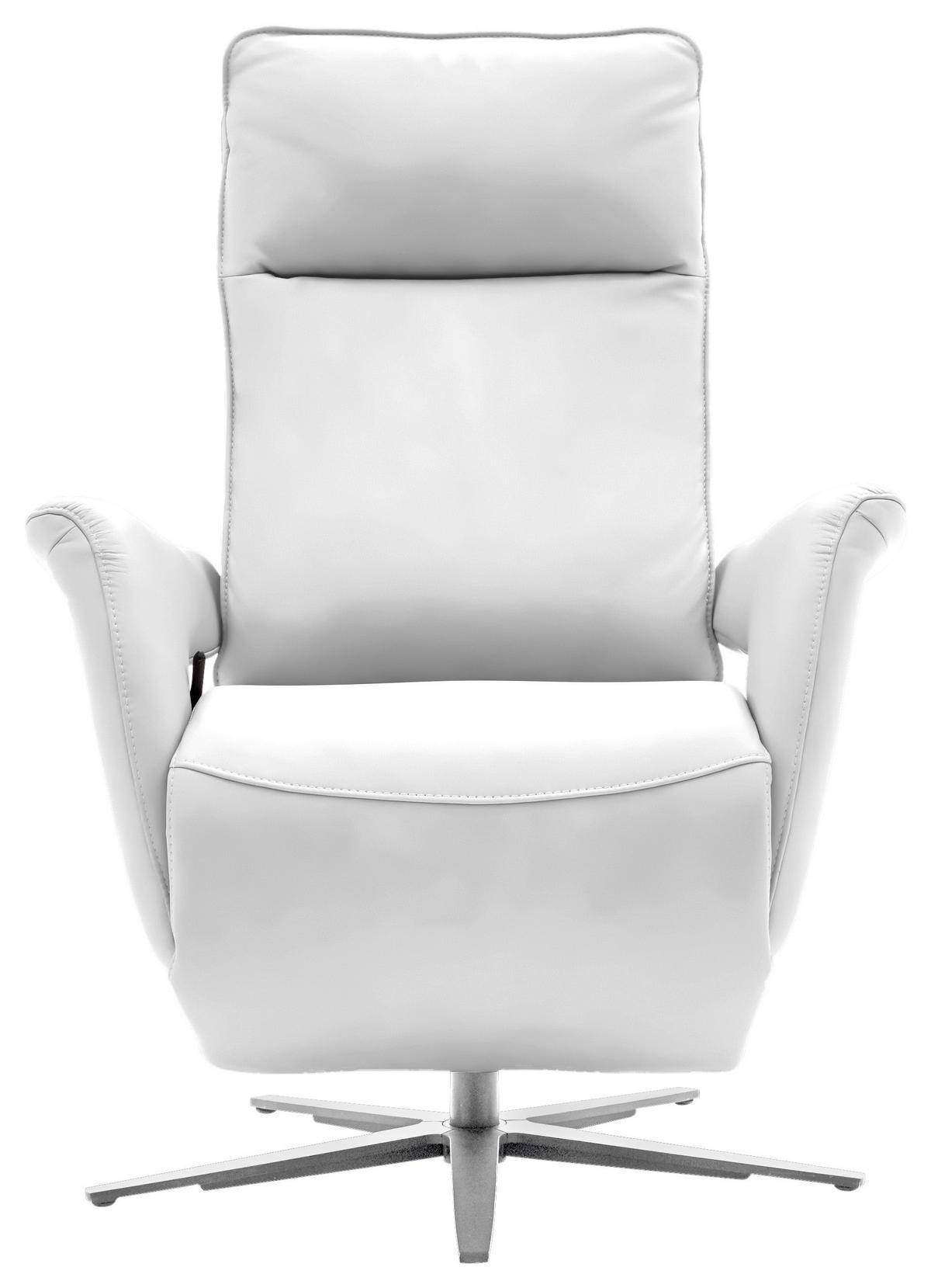 RELAXSESSEL in Leder Weiss  - Weiss/Edelstahlfarben, Design, Leder/Metall (79-83/116/87-176cm) - Valdera