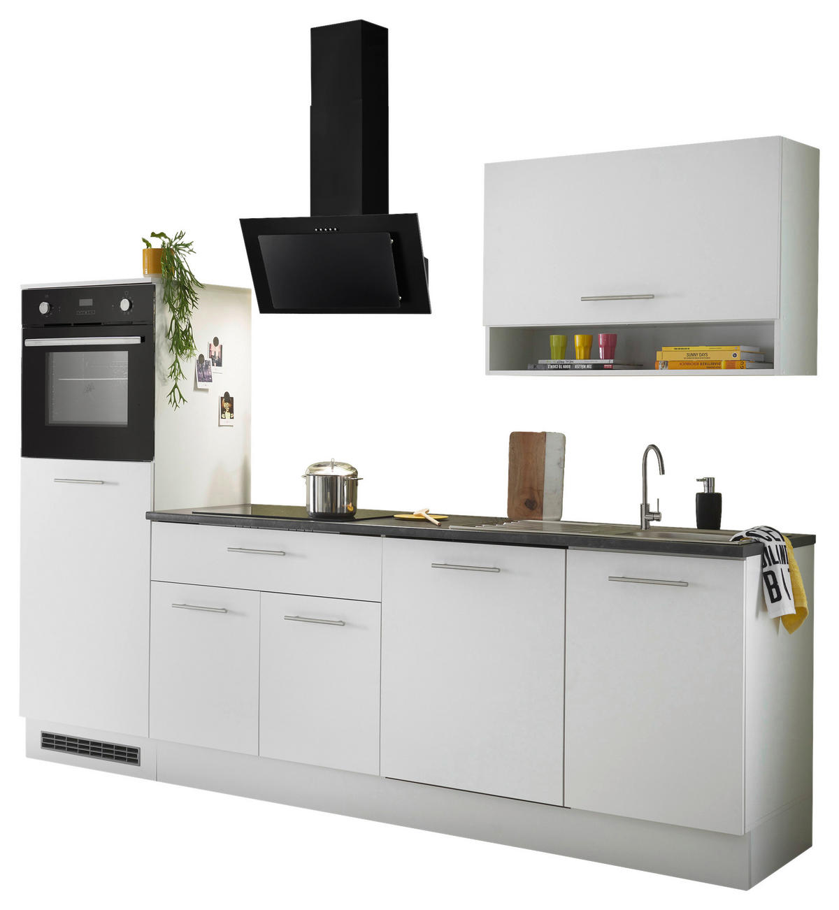 KÜCHENBLOCK 260 cm   in Weiß  - Anthrazit/Silberfarben, Basics, Holzwerkstoff/Metall (260cm) - MID.YOU