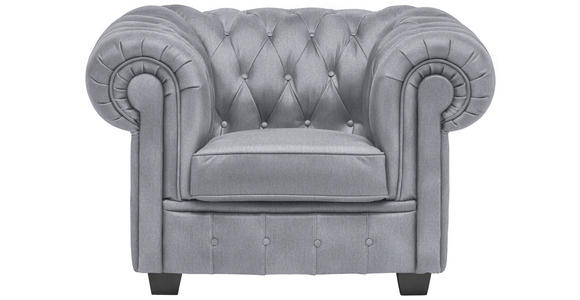 CHESTERFIELD-SESSEL - Wengefarben/Hellgrau, LIFESTYLE, Holz/Textil (115/76,5/96cm) - Landscape