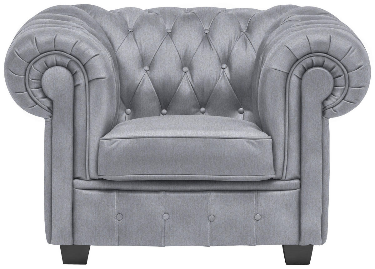 CHESTERFIELD-SESSEL - Wengefarben/Hellgrau, LIFESTYLE, Holz/Textil (115/76,5/96cm) - Landscape