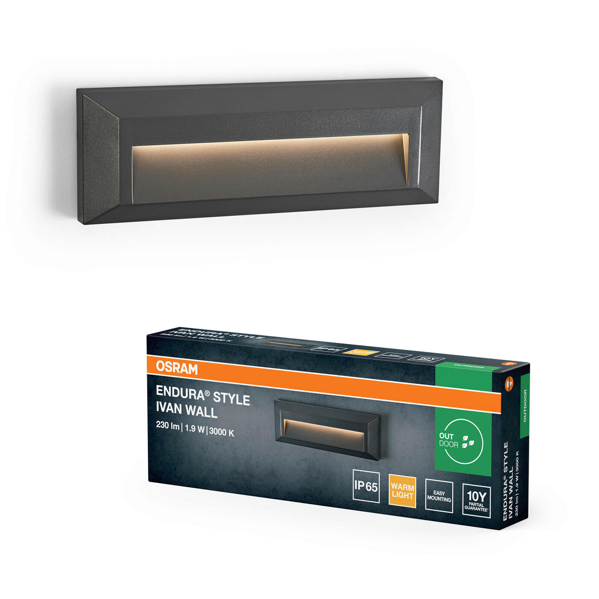 LED-AUßENLEUCHTE 23/2,7/8 cm   - Dunkelgrau, Basics, Kunststoff (23/2,7/8cm) - Osram