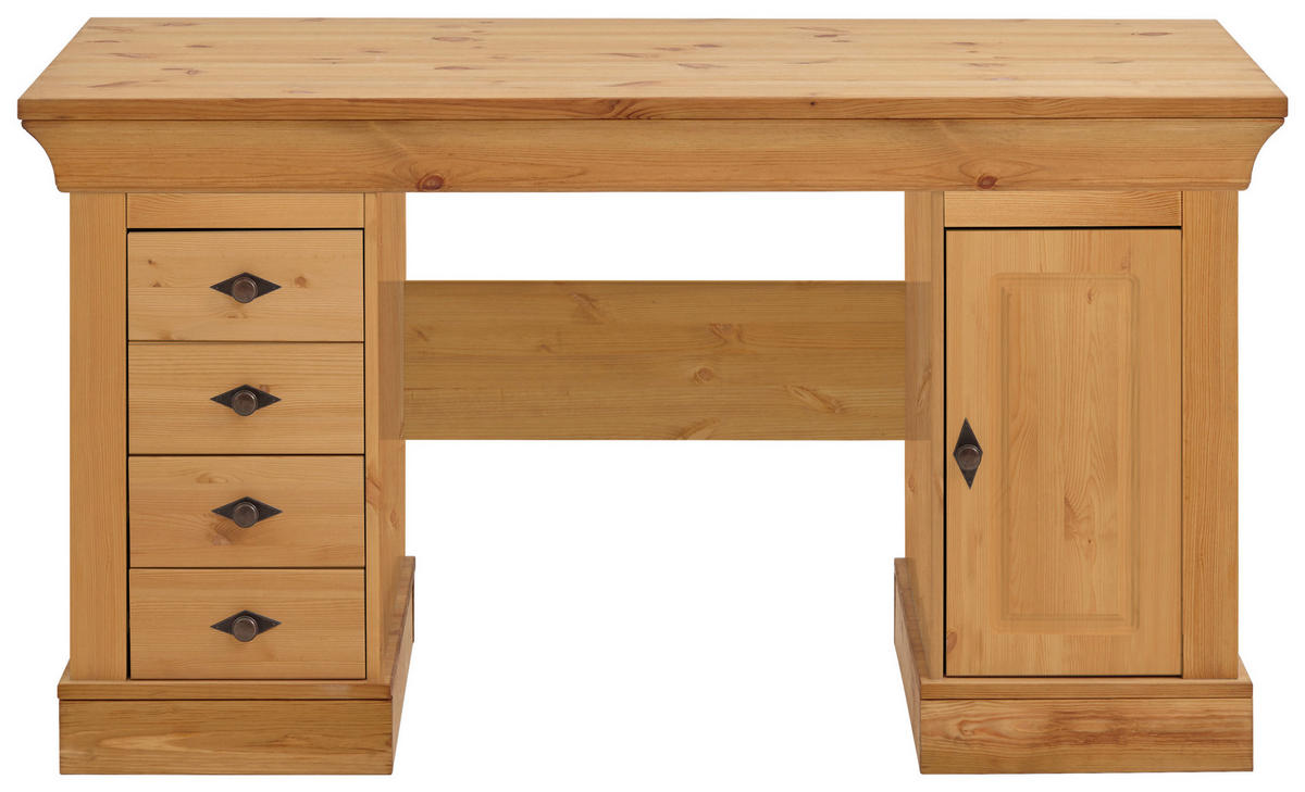 SCHREIBTISCH 143/65/77 cm  in Laugenfarbig  - Laugenfarbig/Kupferfarben, ROMANTIK / LANDHAUS, Holz/Metall (143/65/77cm) - Boxxx