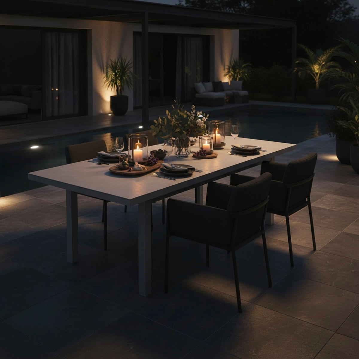 GARTENTISCH 167/90/77 cm Metall, Stein rechteckig  - Naturfarben, MODERN, Stein/Metall (167/90/77cm) - Gardenson