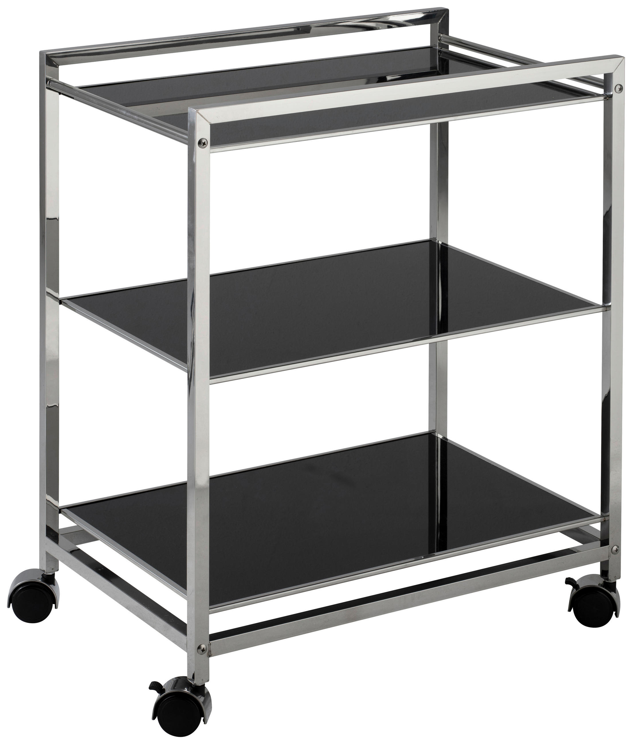 SERVIERWAGEN Schwarz, Edelstahlfarben  - Edelstahlfarben/Schwarz, Design, Glas/Kunststoff (60,5/73,5/40,5cm)