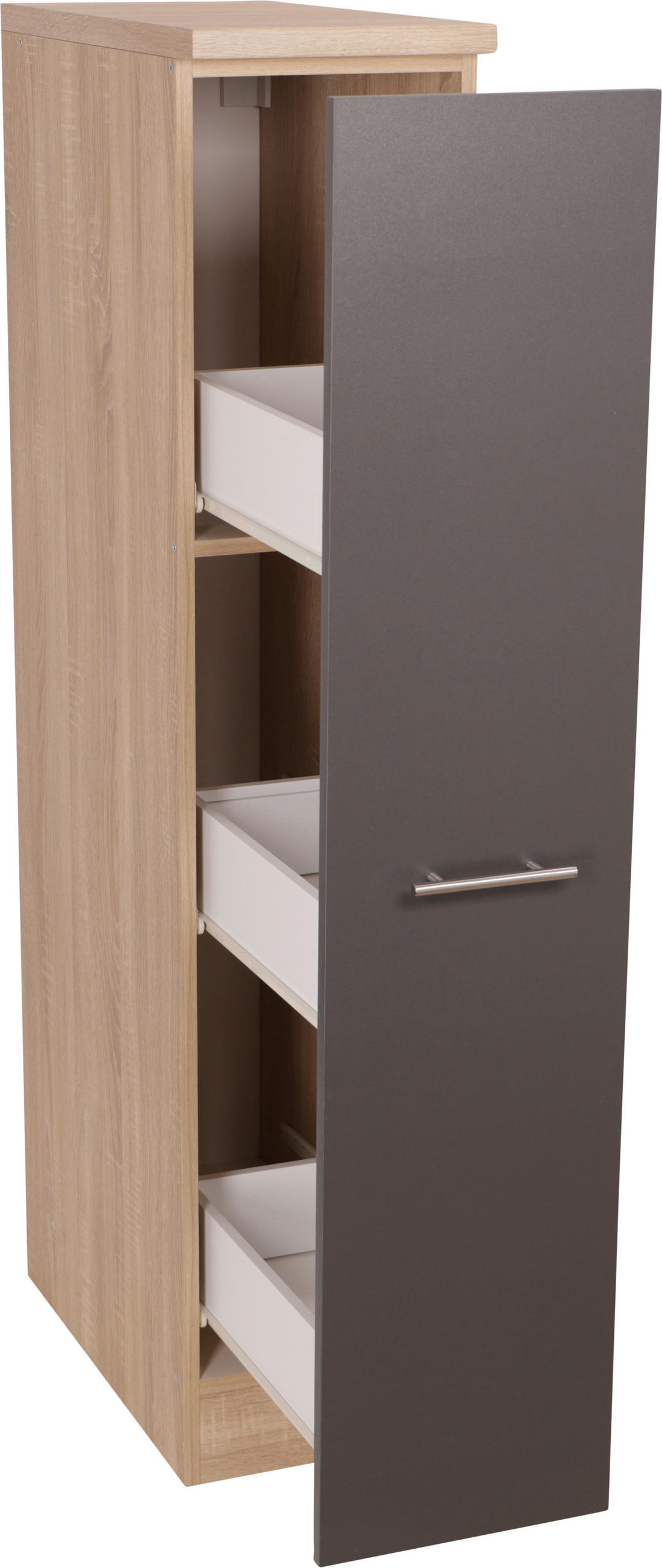 APOTHEKERSCHRANK 30/144,8/60 cm  in Grau, Eichefarben  - Eichefarben/Silberfarben, Basics, Holzwerkstoff/Metall (30/144,8/60cm) - Respekta