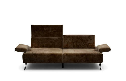 2,5-SITZER in Samt Dunkelbraun  - Dunkelbraun/Schwarz, Design, Textil/Metall (204-234/85/86-94cm) - SENSOO