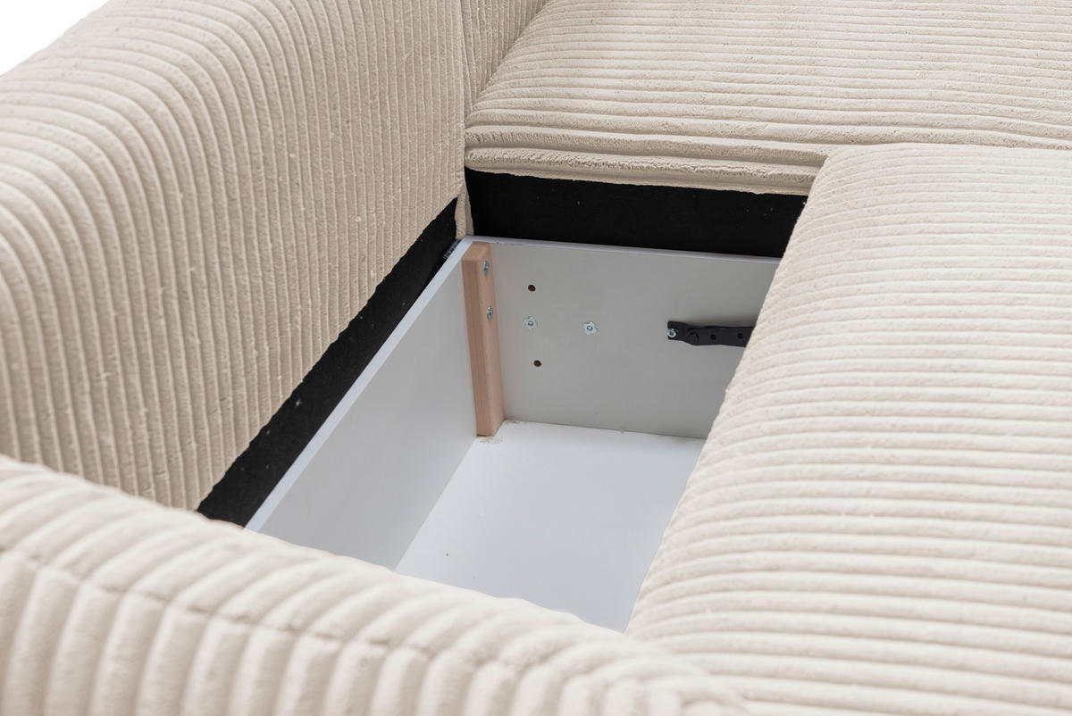 ECKSOFA in Cord Creme  - Creme/Schwarz, Design, Kunststoff/Textil (161/284cm) - Livetastic