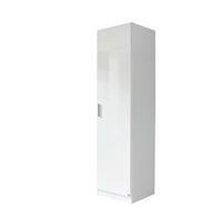 DREHTÜRENSCHRANK 47/197/54 cm,  in Weiß, Weiß Hochglanz, 1-türig  - Weiß Hochglanz/Alufarben, Design, Holzwerkstoff/Kunststoff (47/197/54cm) - Carryhome