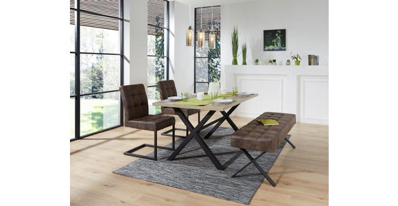 ESSTISCH Wildeiche rechteckig   - Wildeiche/Anthrazit, Trend, Holzwerkstoff/Metall (140/90/75cm) - Carryhome