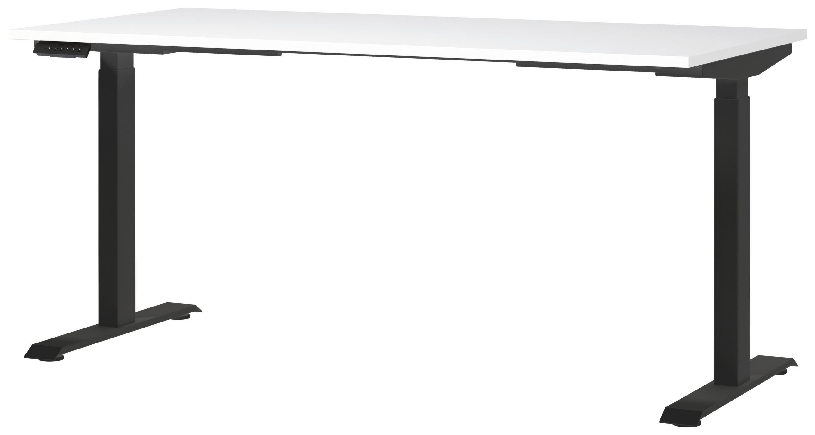 SCHREIBTISCH 160/80/72-118 cm Schwarz, Weiß elektrisch höhenverstellbar  - Schwarz/Weiß, MODERN, Holzwerkstoff/Metall (160/80/72-118cm) - Novel