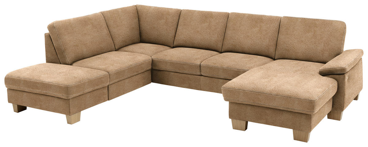 SOFFA i mikrofiber brun  - beige/brun, Klassisk, trä/textil (235/316/167cm) - Beldomo System