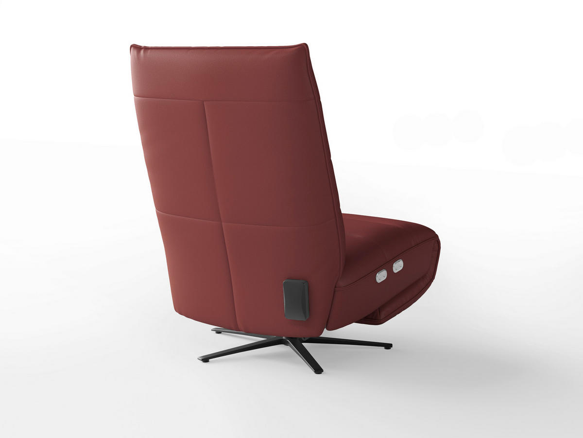 RELAXSESSEL in Leder Rotbraun  - Rotbraun/Schwarz, Basics, Leder/Metall (80/109/98cm) - Sit & More