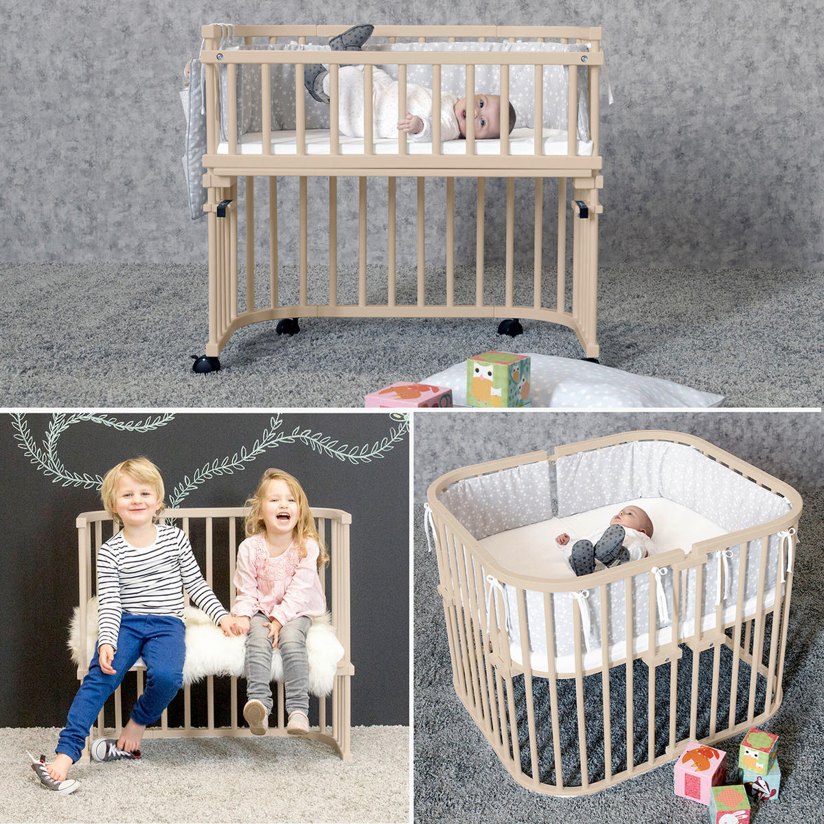 BEISTELLBETT 110/62/96,50 cm  - Beige, Basics, Holz (110/62/96,50cm) - Babybay