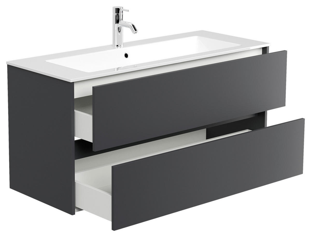 WASCHTISCHKOMBI  - Graphitfarben/Weiß, MODERN, Holzwerkstoff/Stein (120/58,8/46,5cm) - MID.YOU