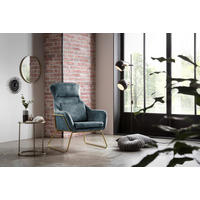 SESSEL in Samt, Velours Blau  - Blau/Messingfarben, MODERN, Textil/Metall (73/102/80cm) - Livetastic