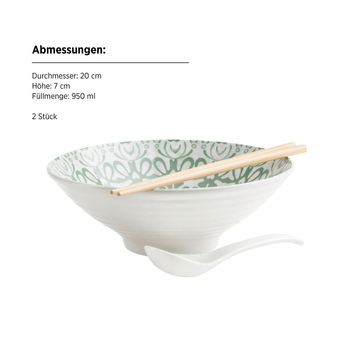 CHINESISCHES TAFELSERVICE ONIWA  - Weiss/Grün, Basics, Keramik - Mäser
