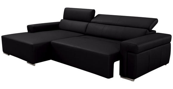 ECKSOFA DUA in Echtleder Schwarz  170/293 cm  - Chromfarben/Schwarz, Design, Leder/Metall (170/293cm) - Novel