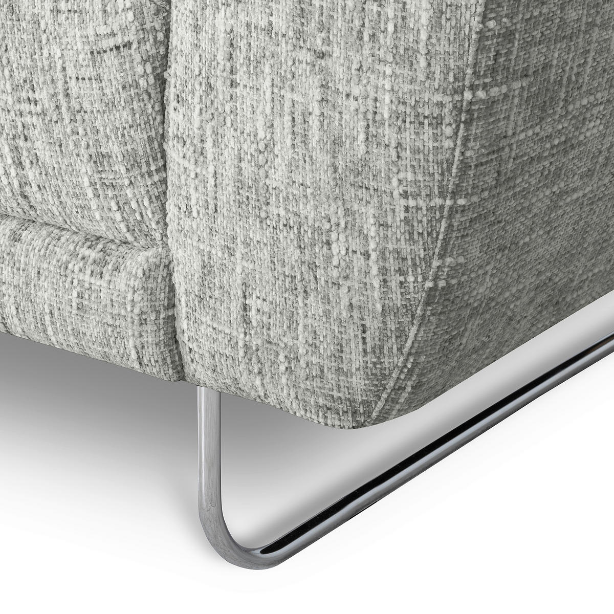 ECKSOFA 250/273 cm SPRING in Webstoff Grau Zierkissen  250/273 cm  - Chromfarben/Grau, Design, Textil/Metall (250/273cm) - Livetastic