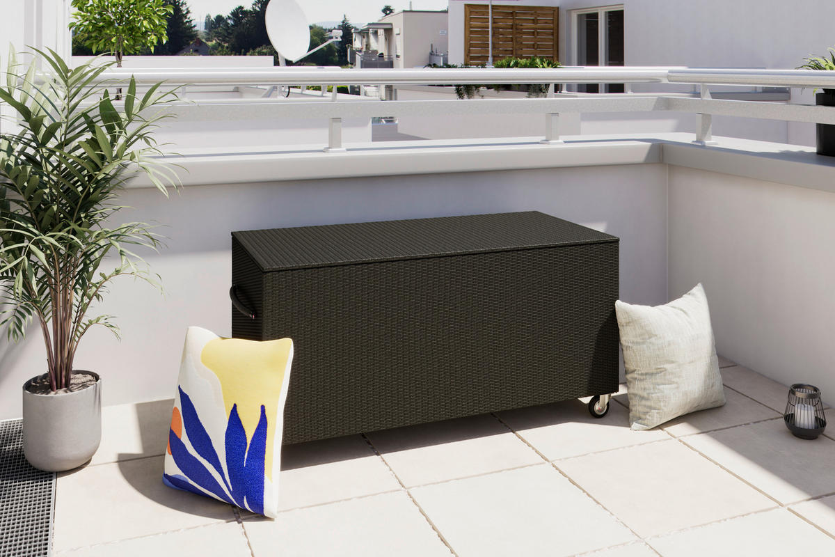  KISSENBOX 124/65/58 cm Metall, Kunststoff, Textil Grau  - Grau, Design, Kunststoff/Textil (124/65/58cm) - Ambia Garden