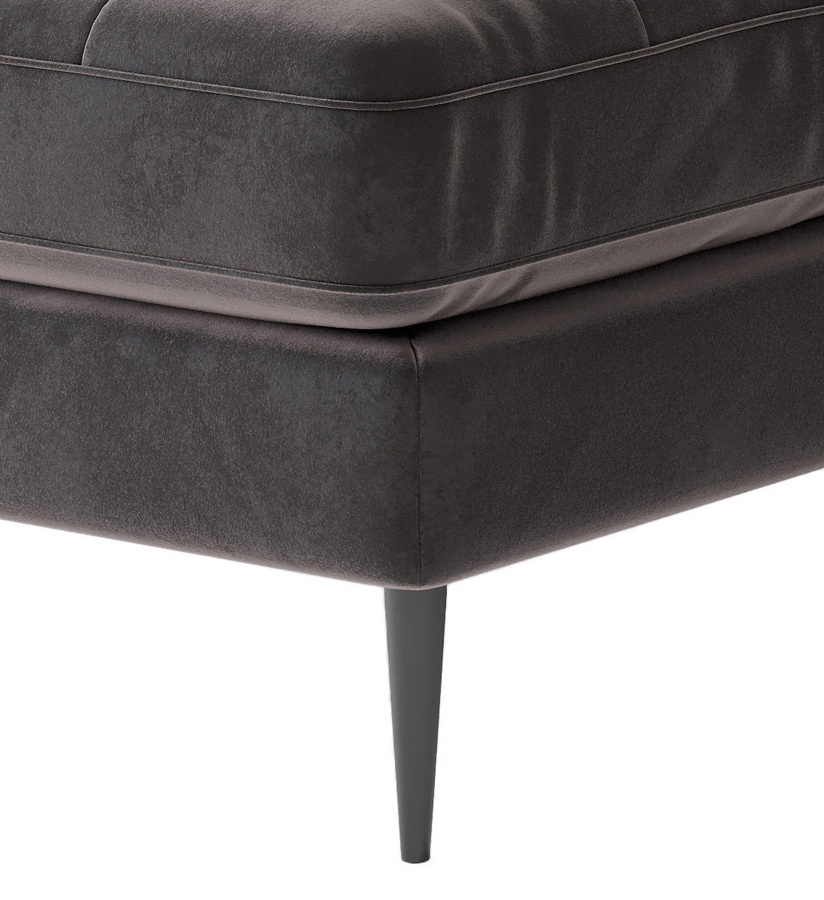 ECKSOFA Scott Anthrazit Flachgewebe  - Edelstahlfarben/Anthrazit, Design, Textil/Metall (259/206cm) - Livetastic