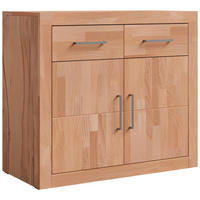 KOMMODE YES, 90/80/42 cm, 2 Schublade(n)  - Silberfarben/Kernbuche, Natur, Holz/Holzwerkstoff (90/80/42cm) - Linea Natura