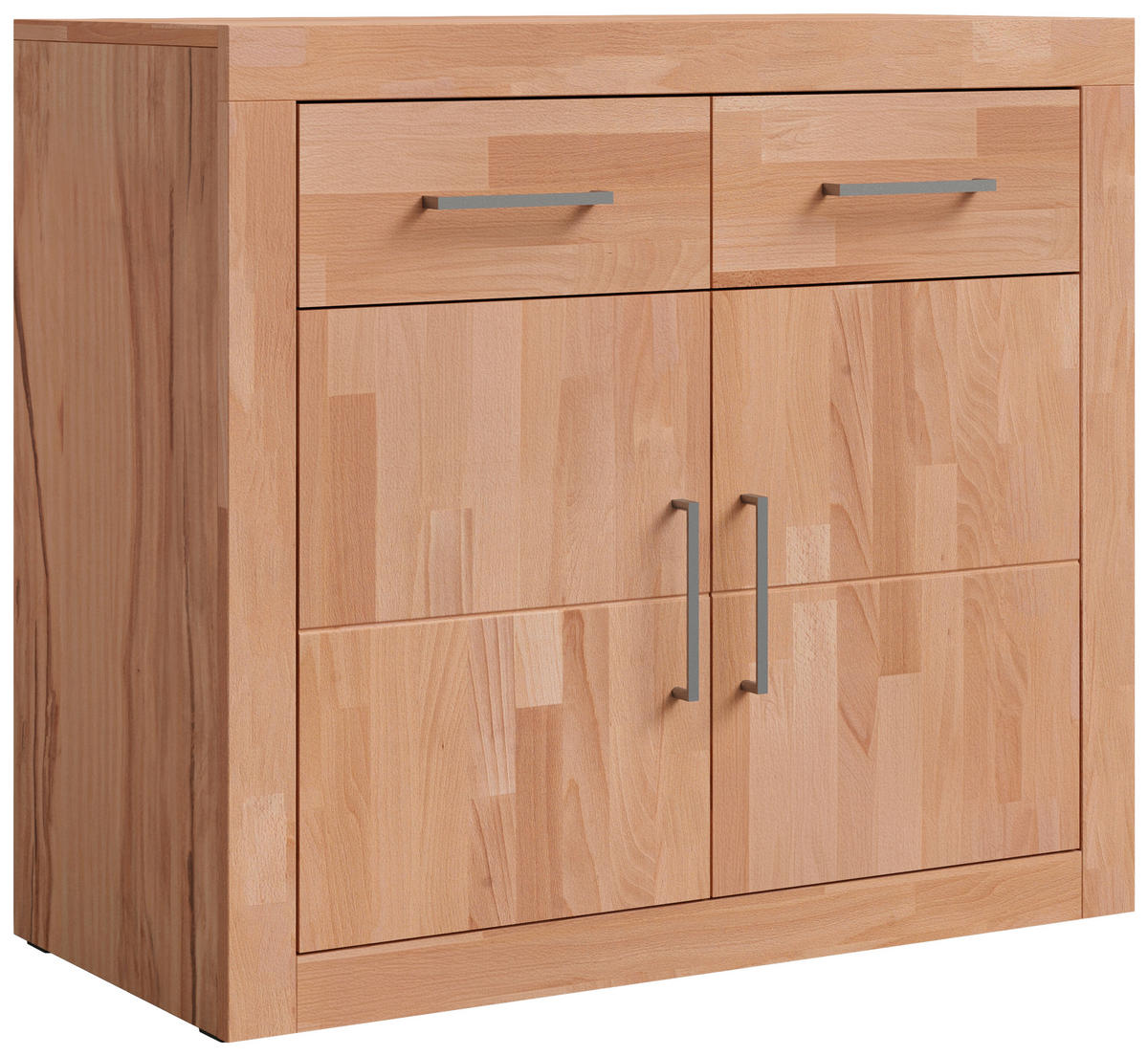 KOMMODE YES, 90/80/42 cm, 2 Schublade(n)  - Silberfarben/Kernbuche, Natur, Holz/Holzwerkstoff (90/80/42cm) - Linea Natura