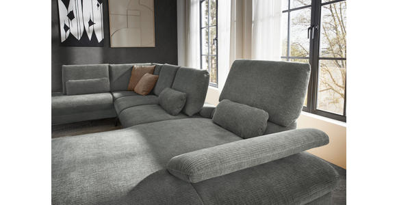 WOHNLANDSCHAFT in Webstoff Hellgrau - Hellgrau/Schwarz, Design, Textil/Metall (208/354/157cm) - Dieter Knoll