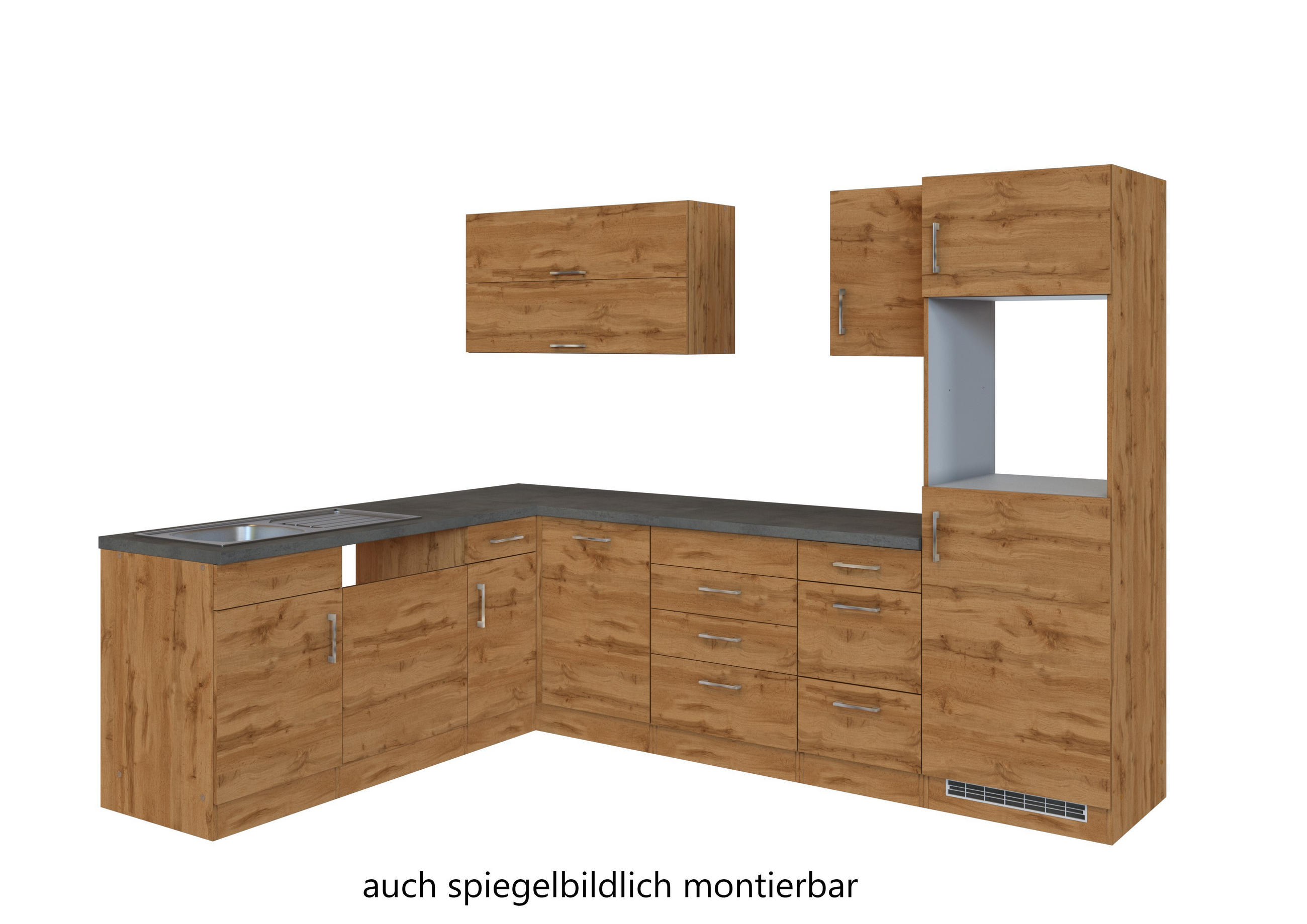 ECKKÜCHE 210/270 cm in Eichefarben - Eichefarben/Anthrazit, MODERN, Metall (210/270cm) - Held