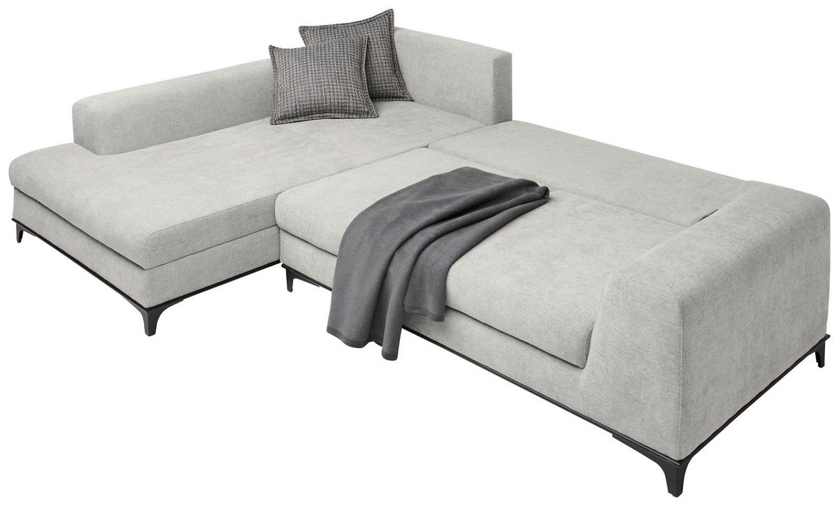 ECKSOFA inkl. Funktionen Creme Webstoff Rückenkissen, Bettkasten, Schlaffunktion, Rücken echt  - Wengefarben/Creme, Design, Holz/Textil (211/314cm) - Stylife