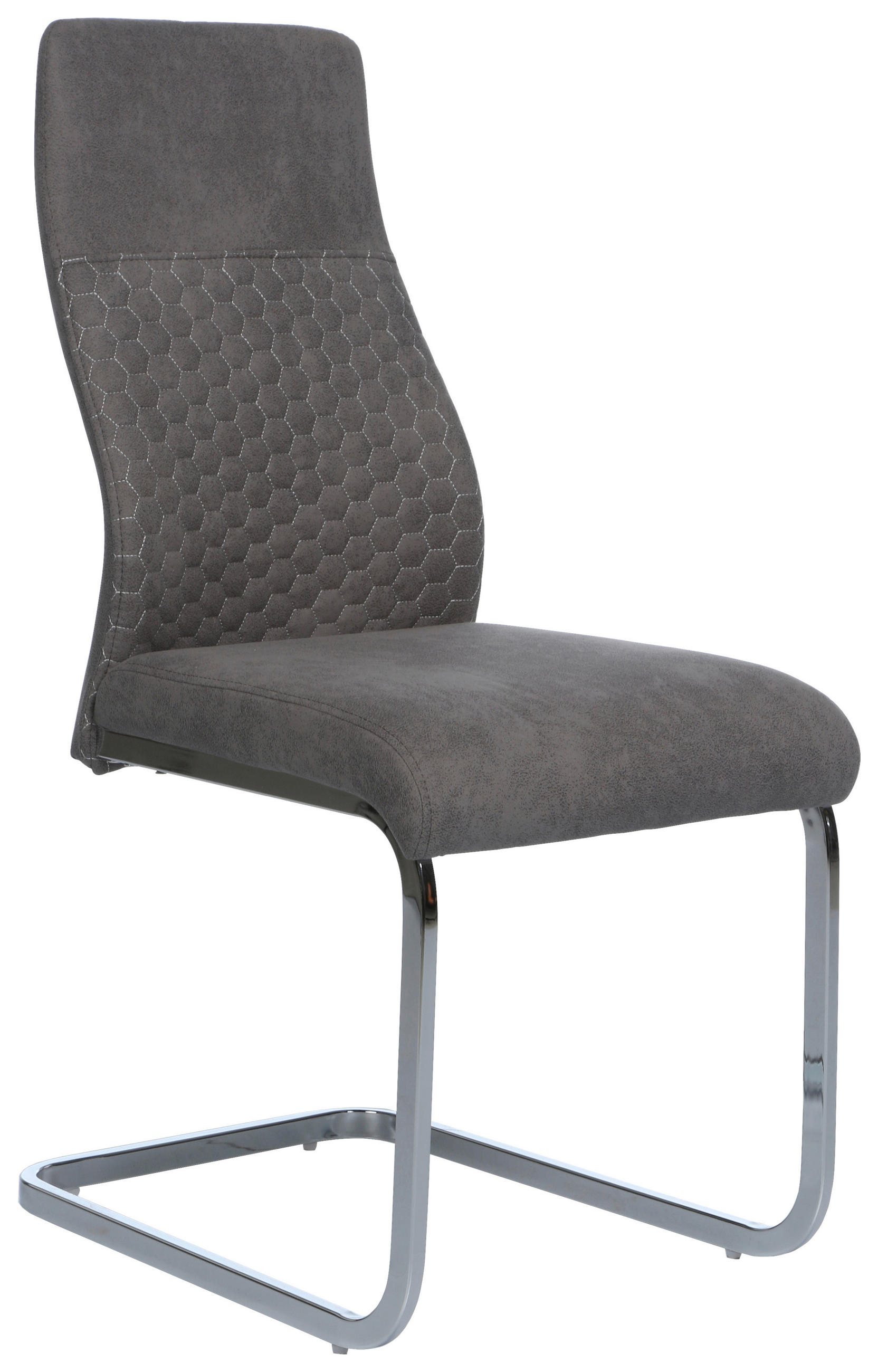 Schwingstuhl in Metall, Textil Grau, Chromfarben