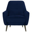 SESSEL in Mikrofaser Blau - Blau/Schwarz, MODERN, Holz/Textil (77/86/80cm) - Carryhome
