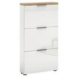 SCHUHKIPPER - Eichefarben/Weiß Hochglanz, Design, Holzwerkstoff/Kunststoff (65/123/19cm) - Xora