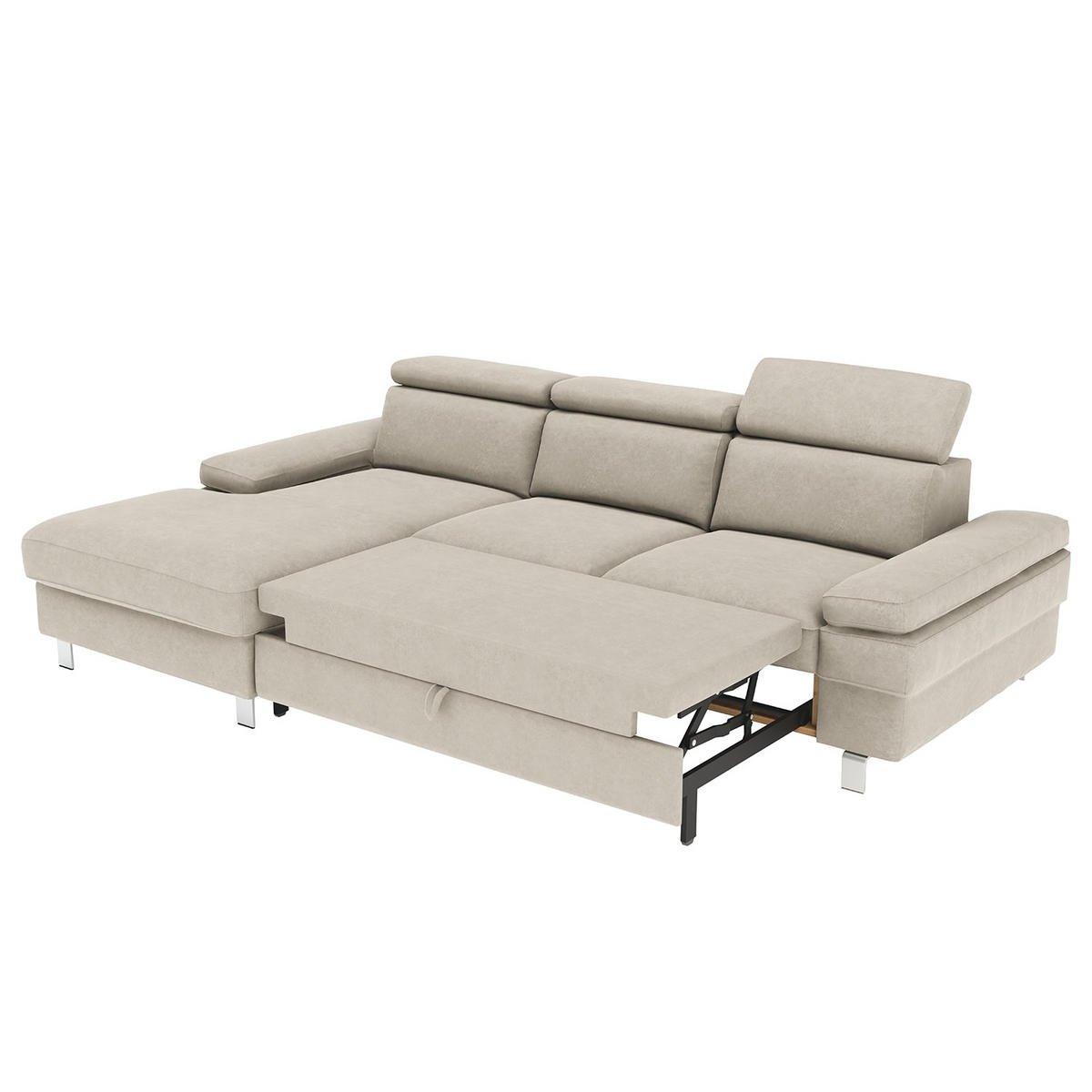 ECKSOFA in Mikrofaser Silberfarben  - Silberfarben, Konventionell, Textil/Metall (260/82/182cm) - Trendmanufaktur