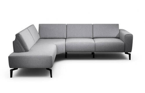 ECKSOFA in Chenille Anthrazit  193/256 cm  - Anthrazit/Schwarz, Design, Textil/Metall (193/256cm) - SENSOO