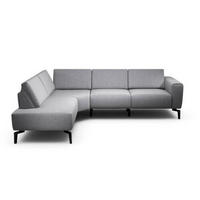 ECKSOFA in Chenille Anthrazit  193/256 cm  - Anthrazit/Schwarz, Design, Textil/Metall (193/256cm) - SENSOO