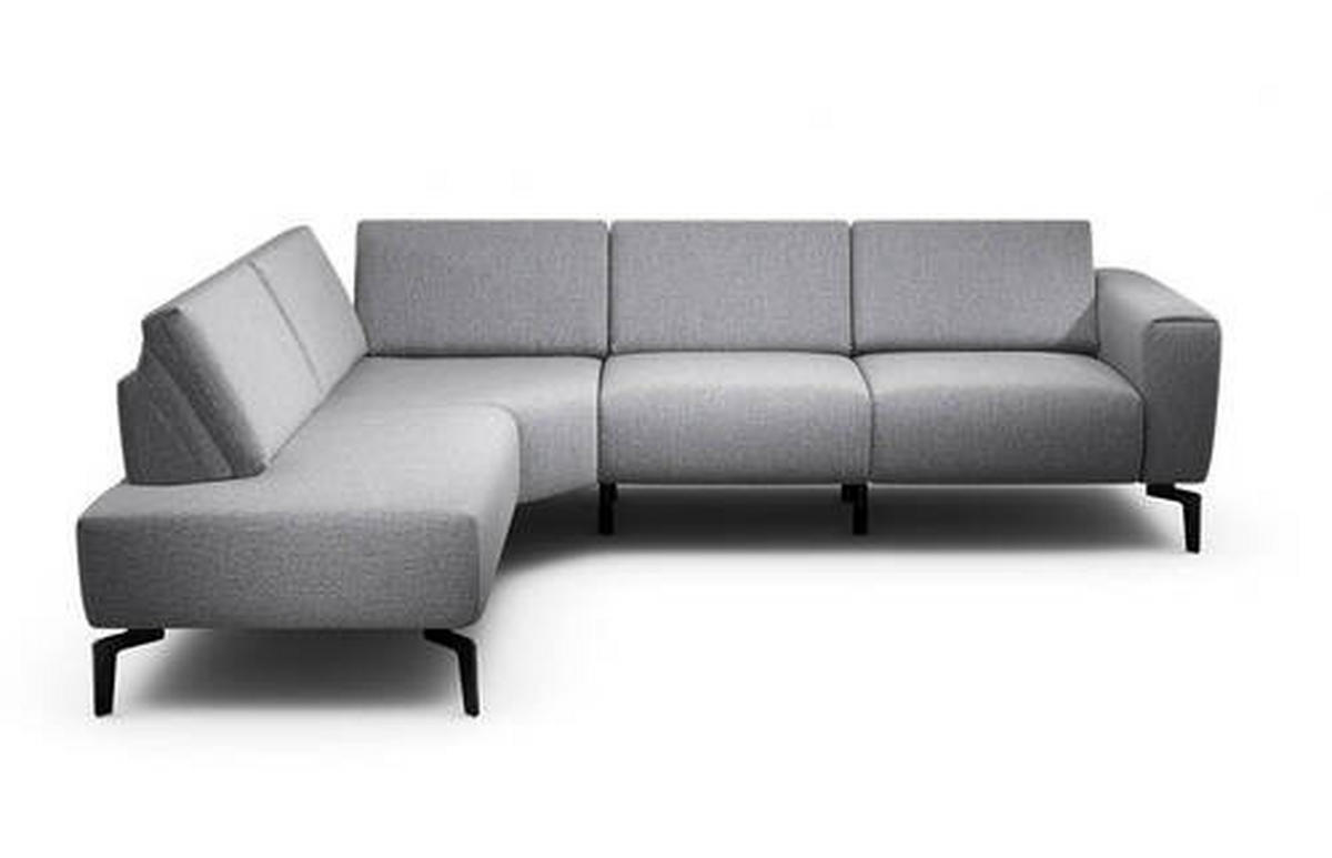 ECKSOFA in Chenille Anthrazit  193/256 cm  - Anthrazit/Schwarz, Design, Textil/Metall (193/256cm) - SENSOO